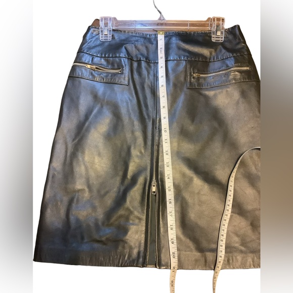 Cach’e Women’s GENUINE LEATHER Lined Skirt. New With Tags. Dark Silver Gray - Picture 8 of 9